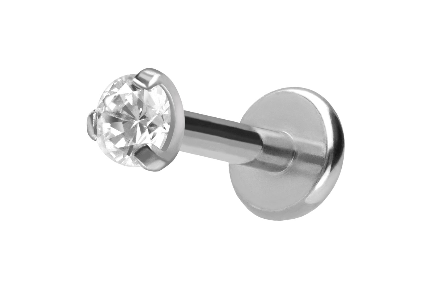 Titan Labret Piercing mit Push Fit EINGEFASSTER KRISTALL